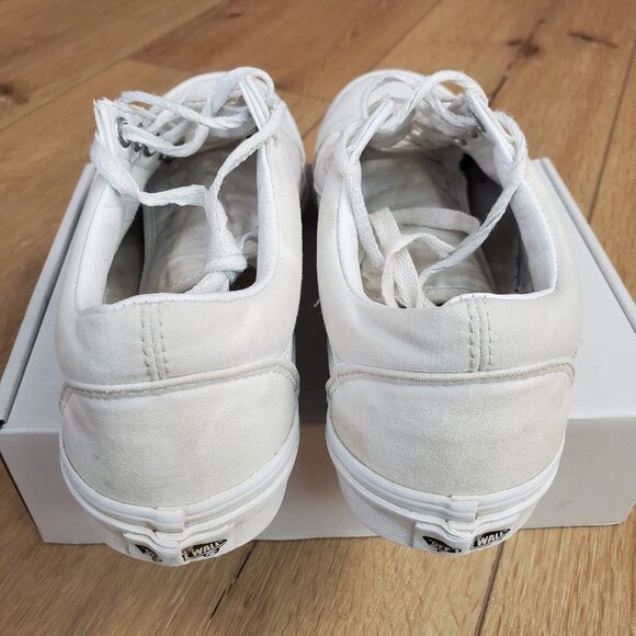 Vans Off The Wall Old Skool Low Top Sneakers Mens Size 7 Womens 8.5 White READ - Picture 4 of 9